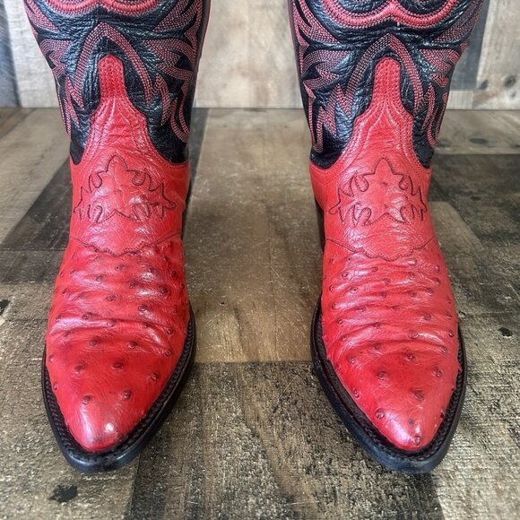 Lucchese 2000 Red Ostrich T3613J4 Western Cowboy Boots Womens 6 B - Picture 10 of 12